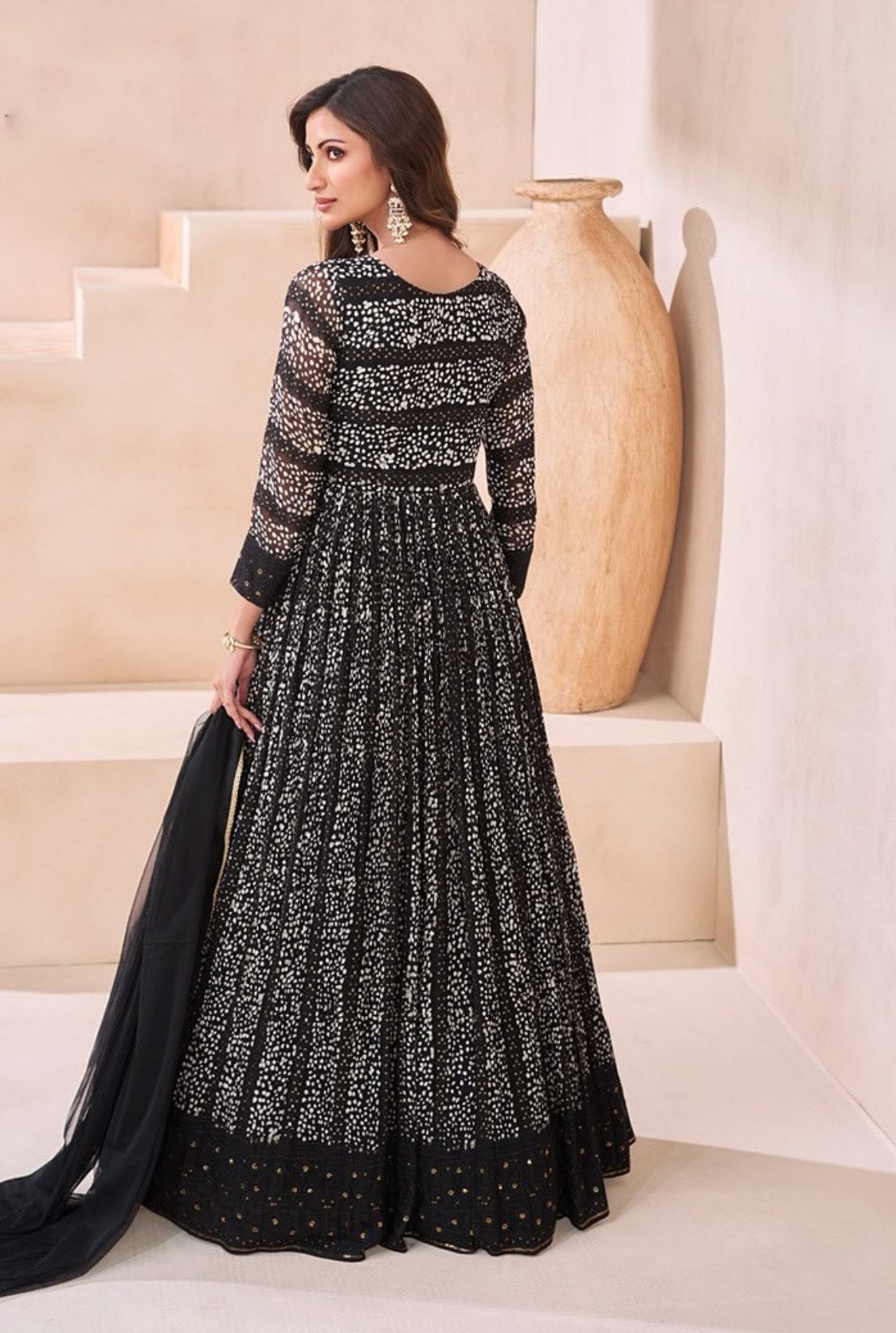 Matrut | Midnight Black Anarkali Suit