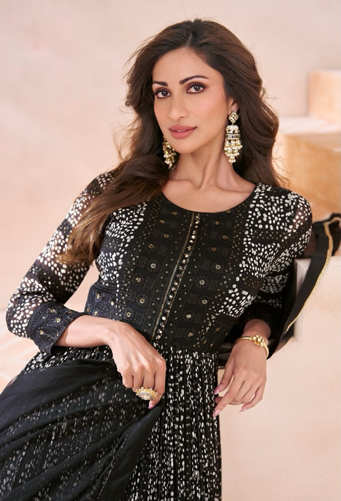 Matrut | Midnight Black Anarkali Suit