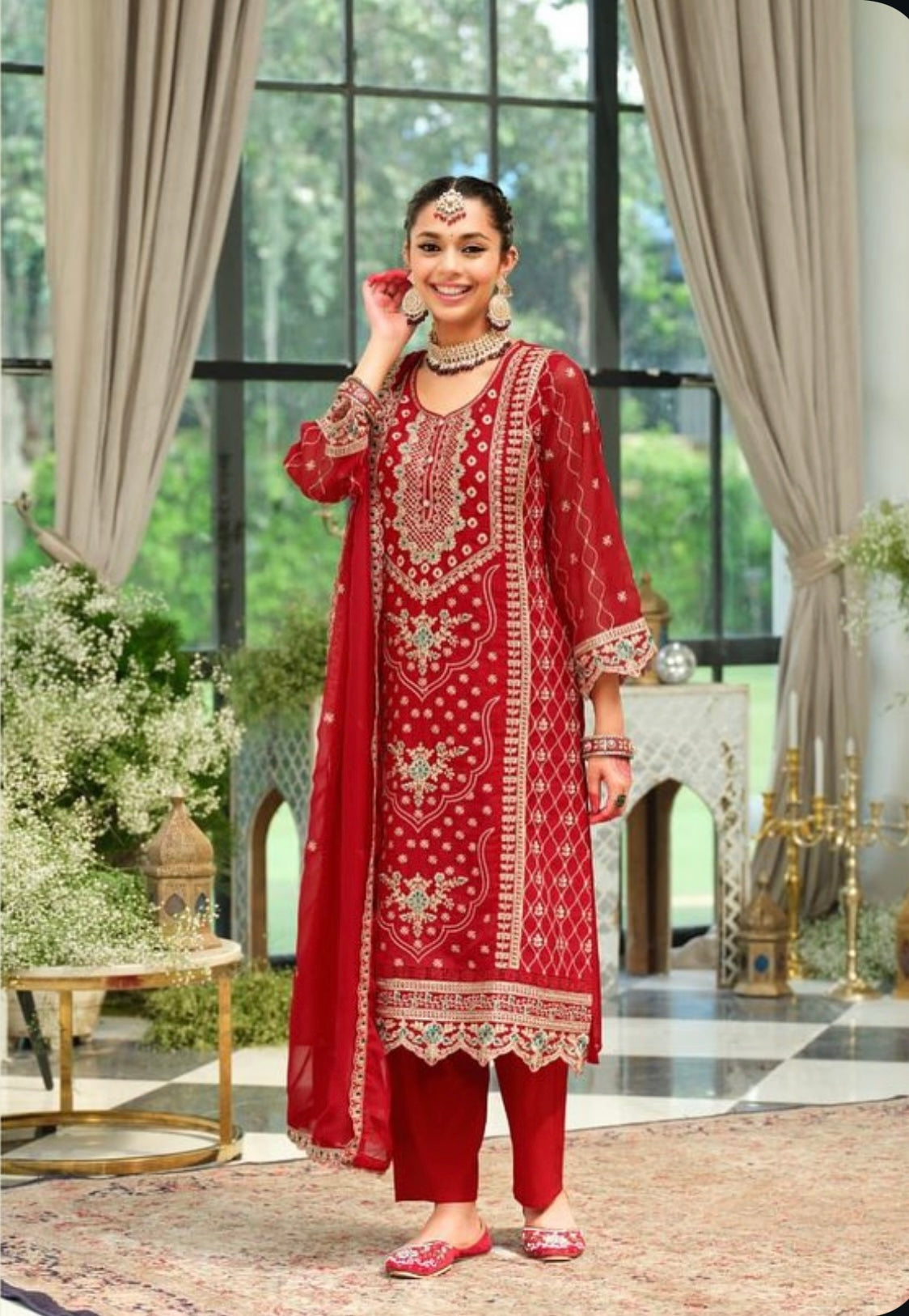 Matrut | Tanvi Red Straight Suit