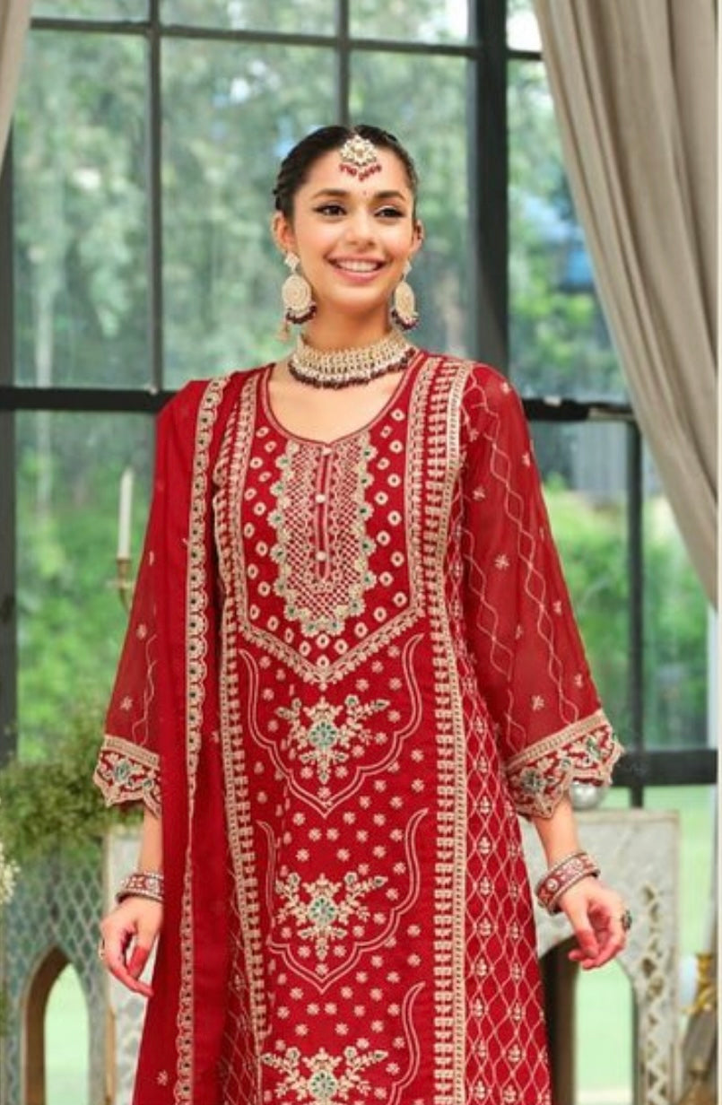 Matrut | Tanvi Red Straight Suit