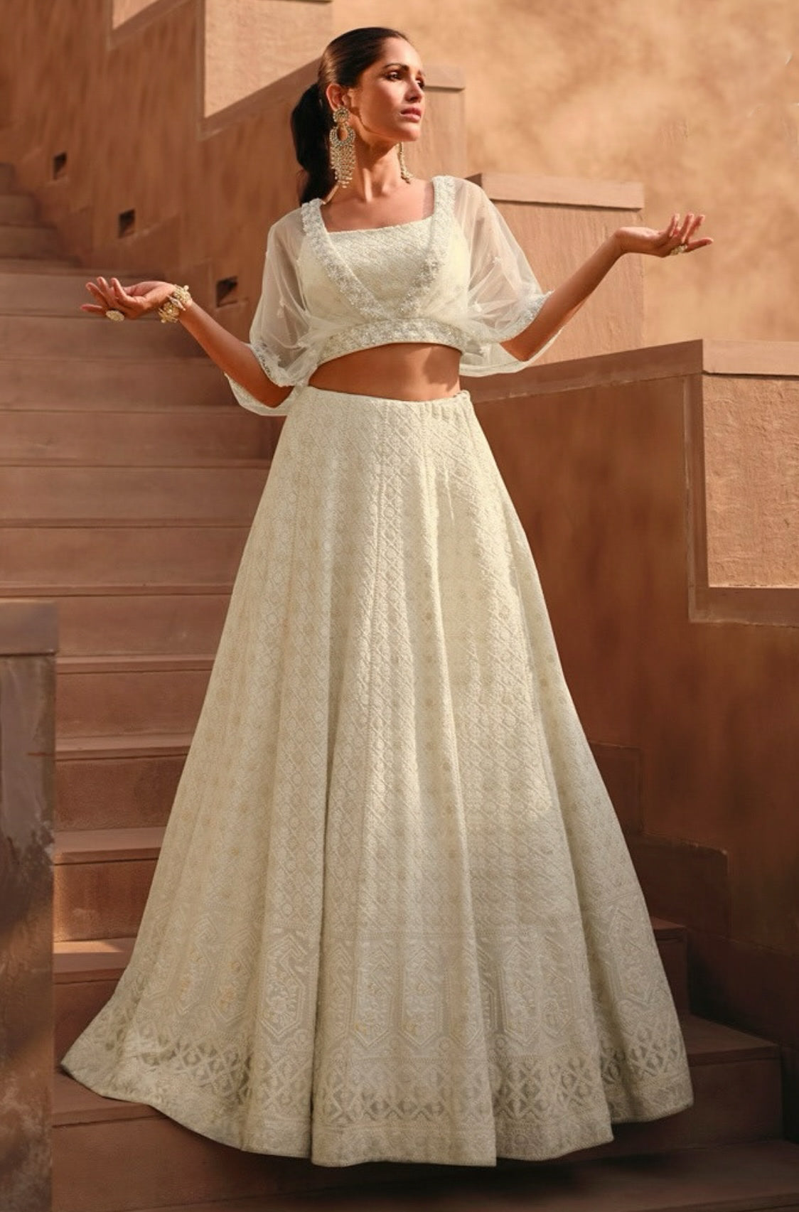 Matrut | Saniya White Lehenga Set