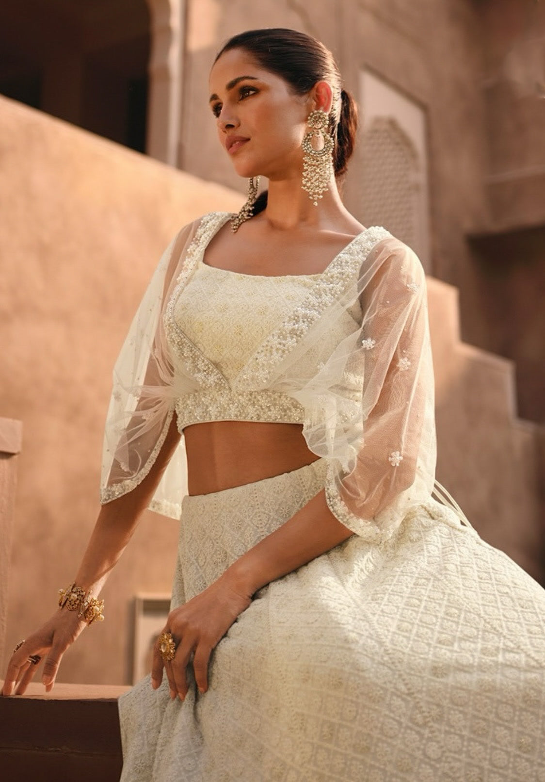 Matrut | Saniya White Lehenga Set