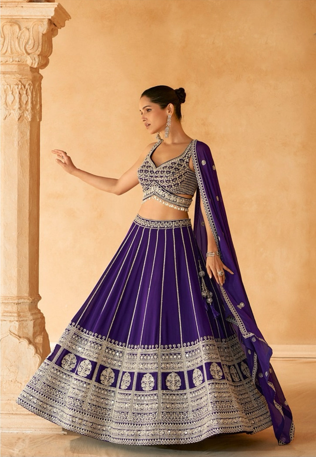 On rent - FULL SET | Nava Rang Purple Lehenga Set