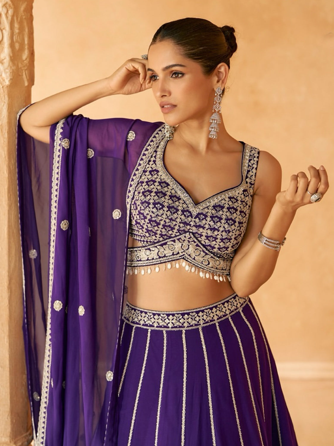 On rent - FULL SET | Nava Rang Purple Lehenga Set