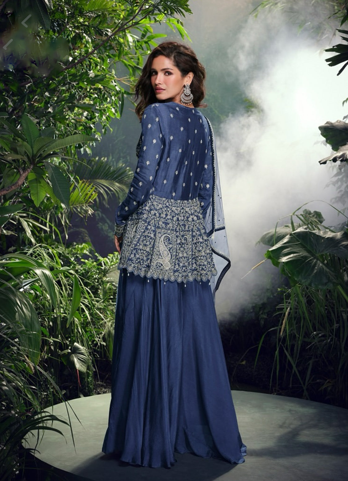 On rent - FULL SET | Signature Cool Blue Sharara Suit