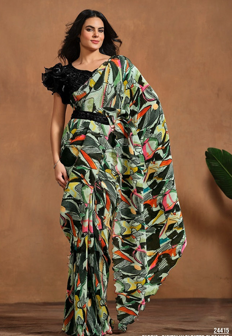 Matrut | 1 min Saree Green Fusion