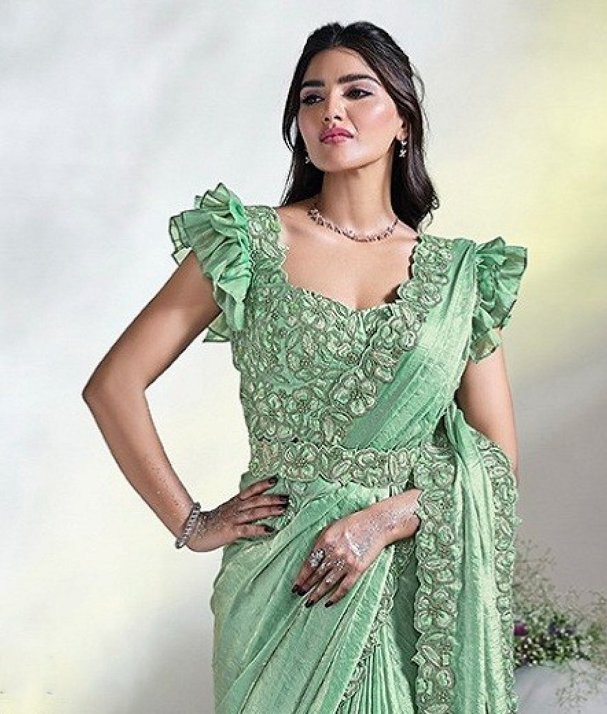 Matrut | 1 min Saree Sea Green Aura