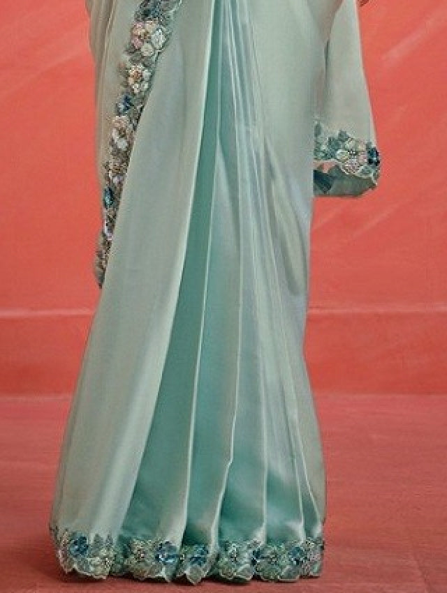 Matrut | 1 min Saree Sea Green Fab