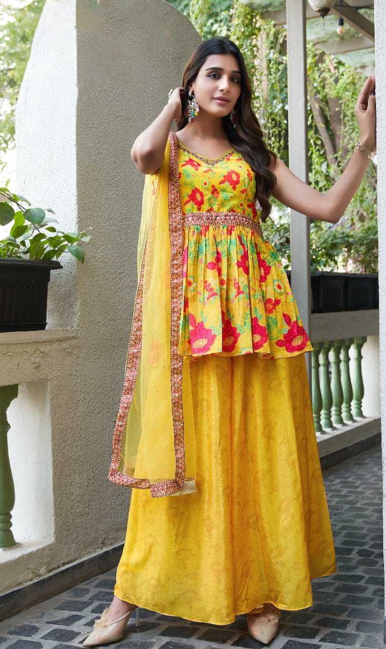 Matrut | Serene Sunrise Yellow Palazzo Set