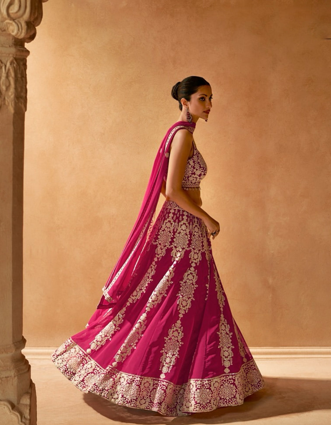 On rent - FULL SET | Nava Rang Rani Pink Lehenga Set