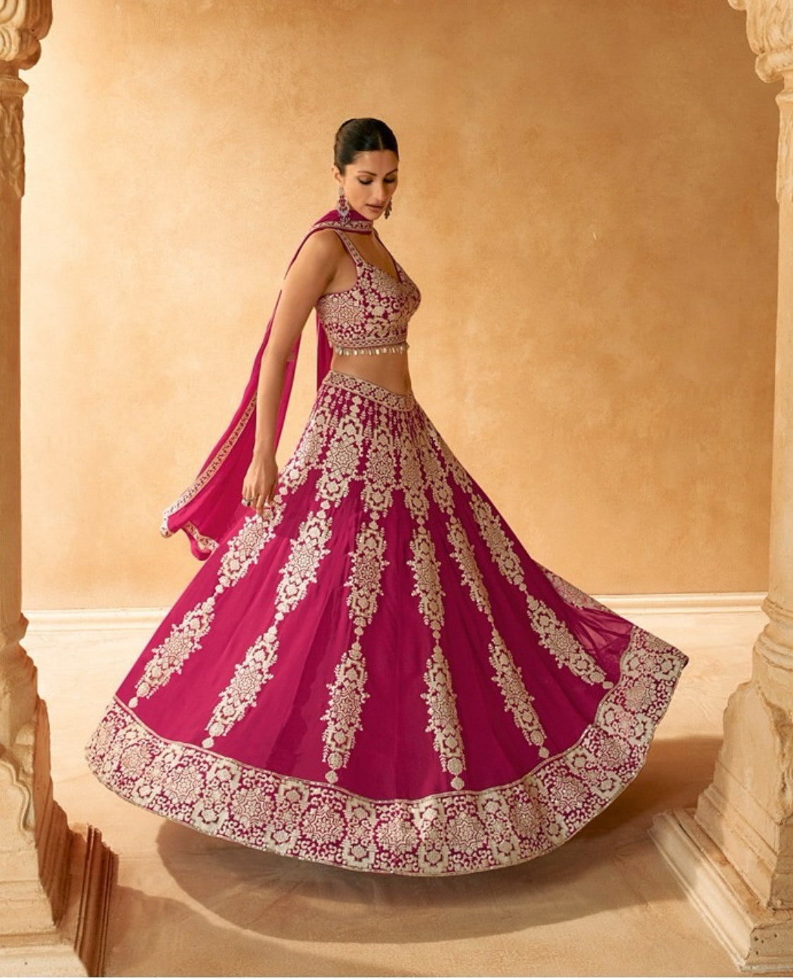 On rent - FULL SET | Nava Rang Rani Pink Lehenga Set