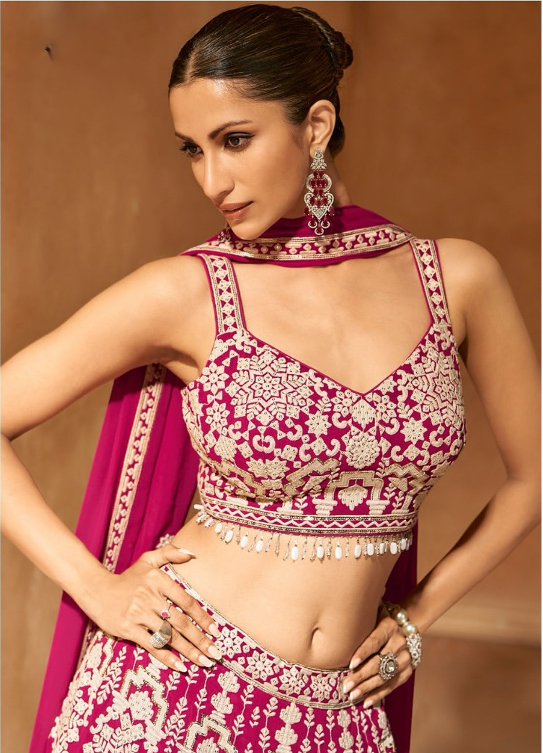 On rent - FULL SET | Nava Rang Rani Pink Lehenga Set