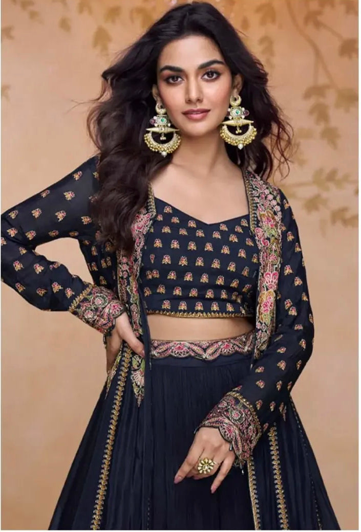 Matrut | Prachi Navy Blue Trio Set