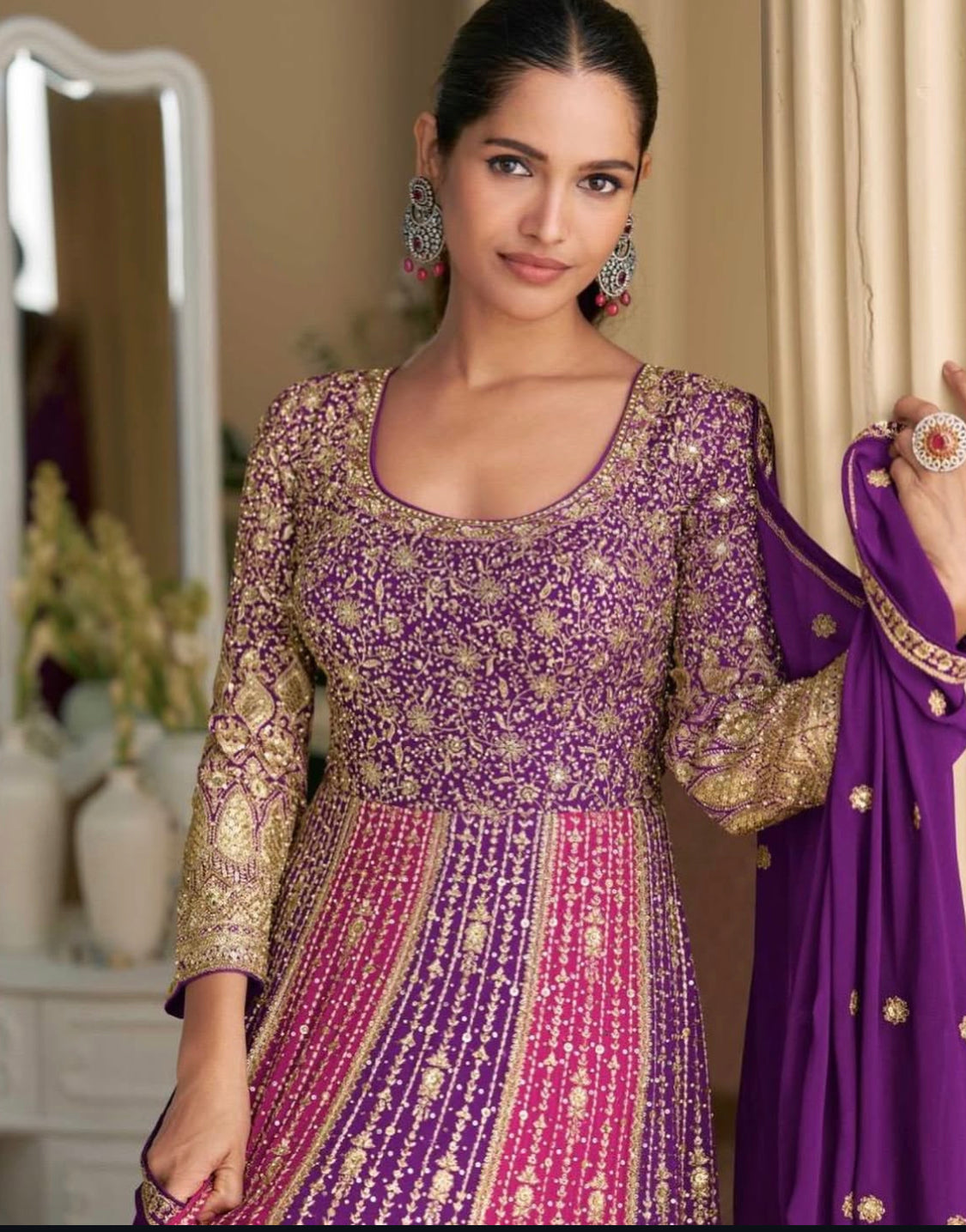 Matrut |  Rubta Purple Multicolor Gown