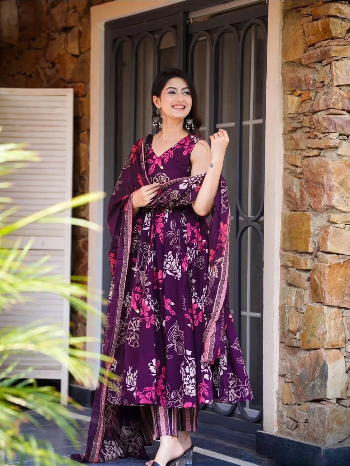 Matrut | Gul Dark Purple Anarkali Suit