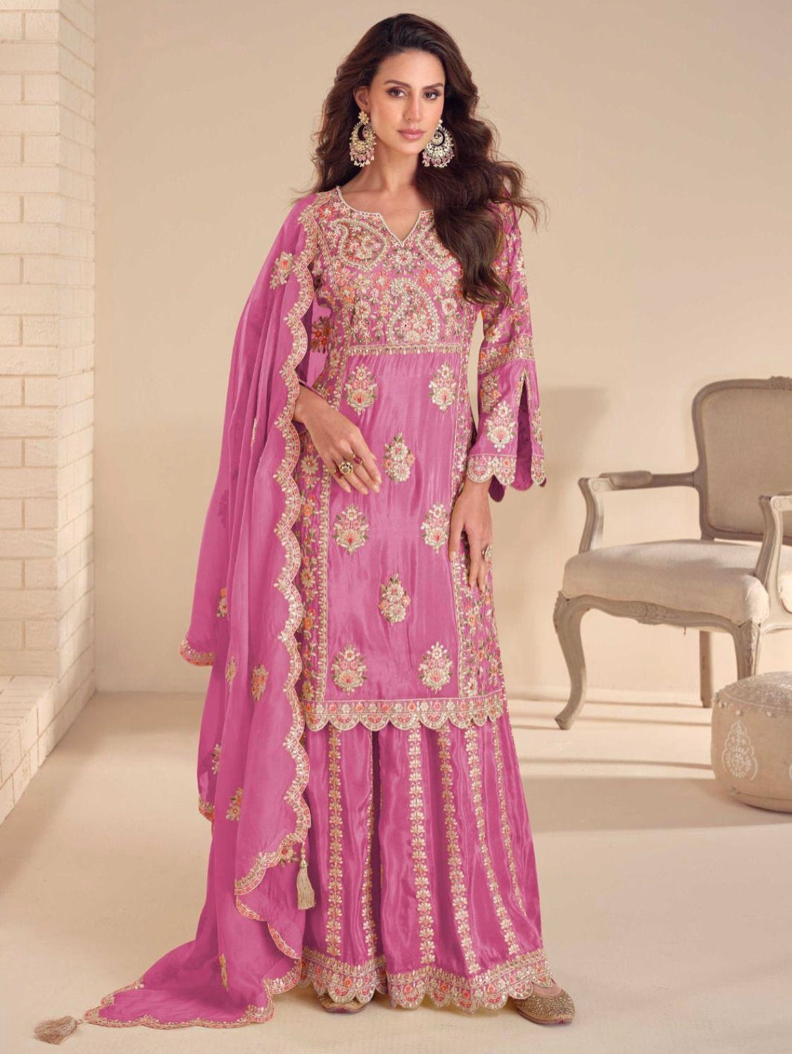 Matrut | Mariya Pink Palazzo Suit