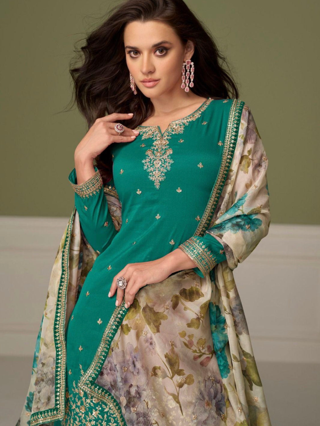 Matrut | Gulnaaz Green Palazzo Suit