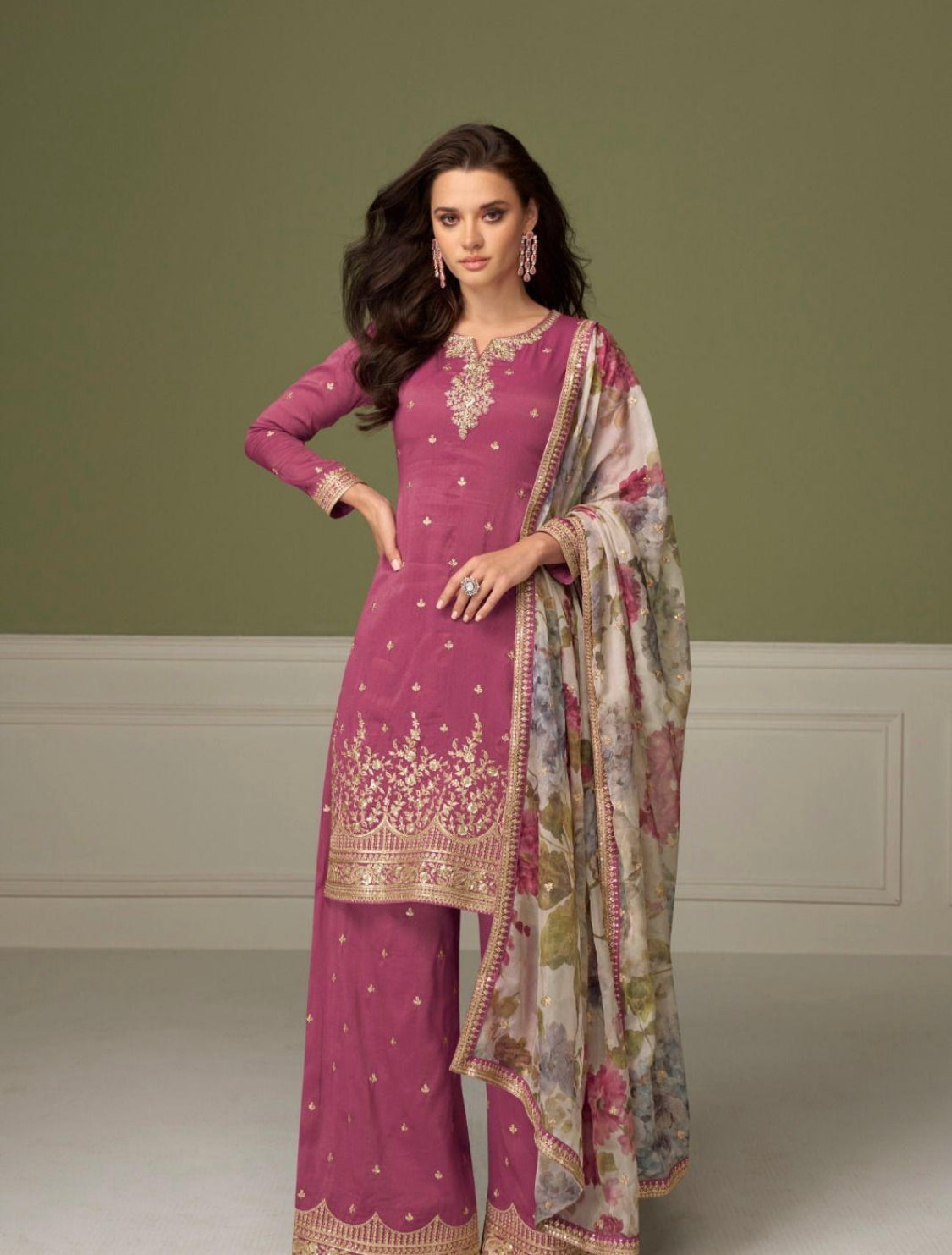 Matrut | Gulnaaz Pink Palazzo Suit