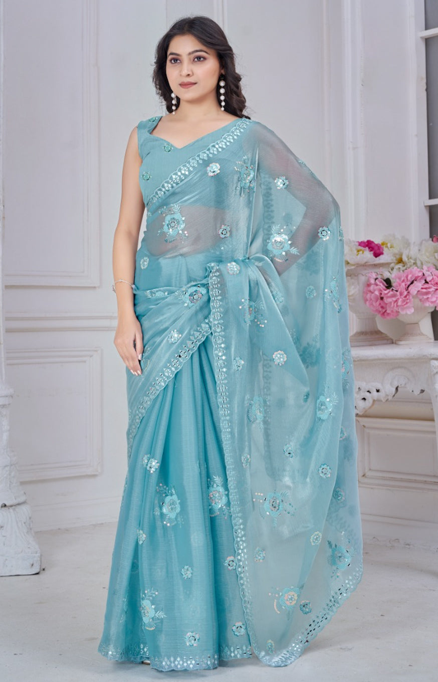 Matrut | Swarna Light Blue Saree