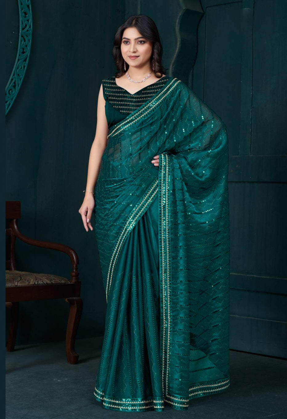 Matrut | Kiton Peacock Green Saree