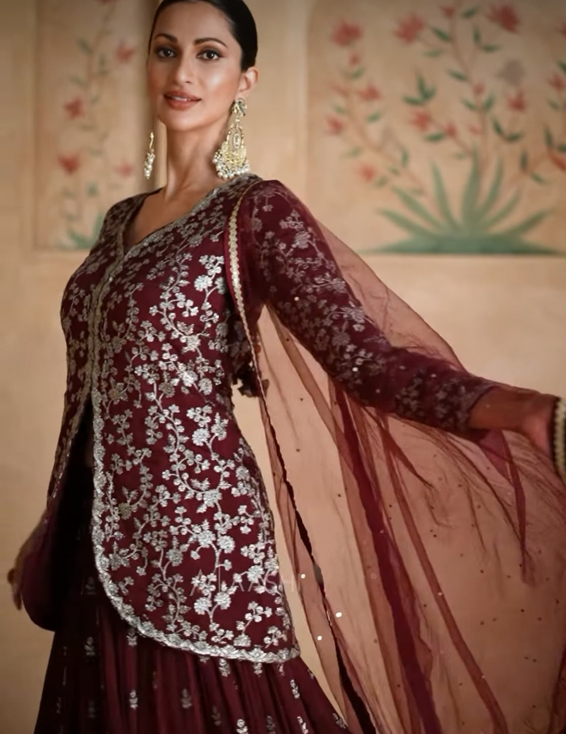 On rent - FULL SET | Kalyani Alfaaz Maroon Lehenga Set