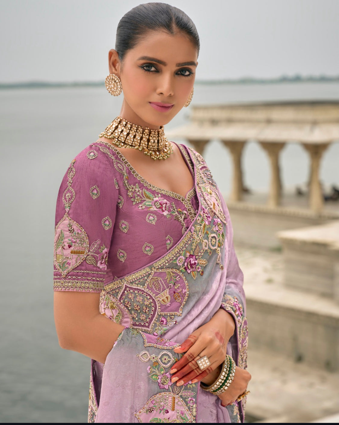 Matrut | Crown Weaves Lavender Saree