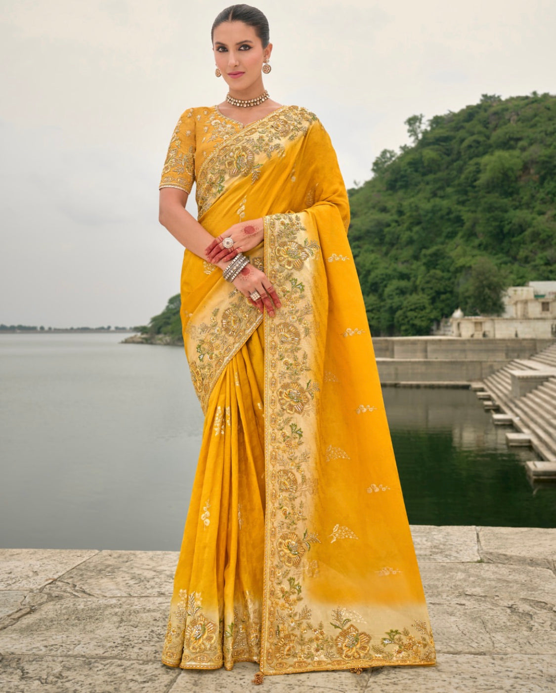 Matrut | Crown Weaves Yellow Saree