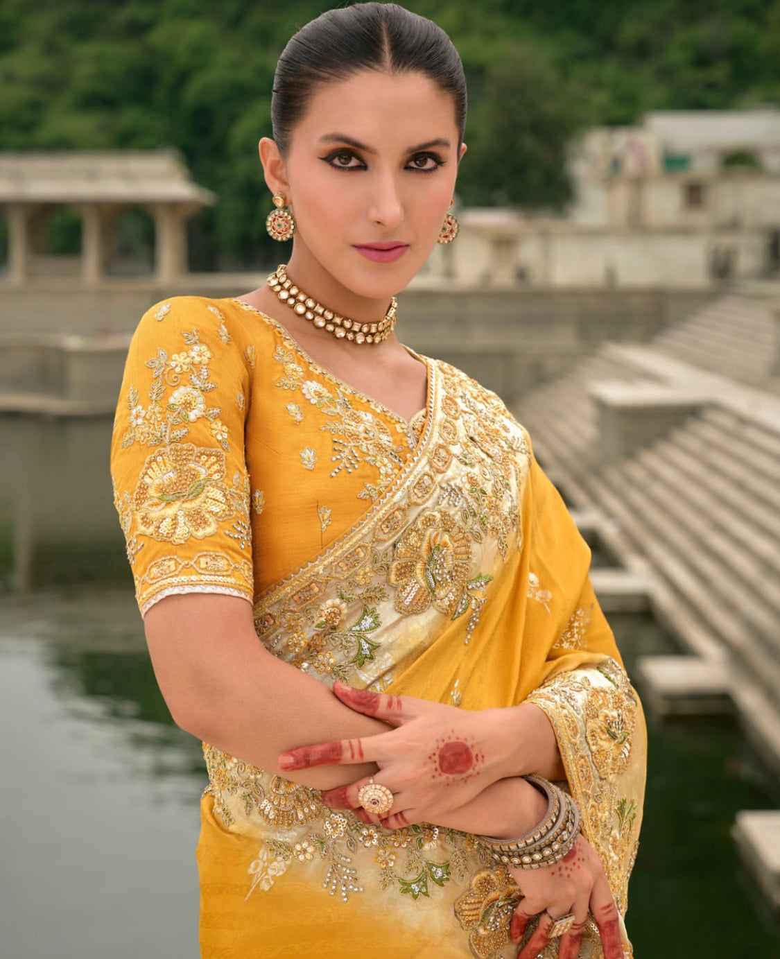 Matrut | Crown Weaves Yellow Saree
