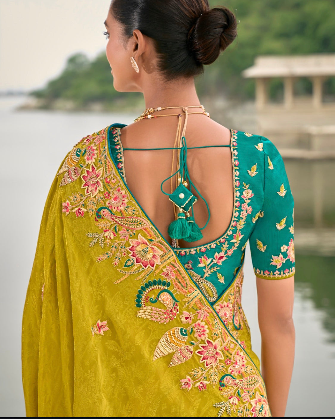 Matrut | Crown Weaves Lime Green Saree