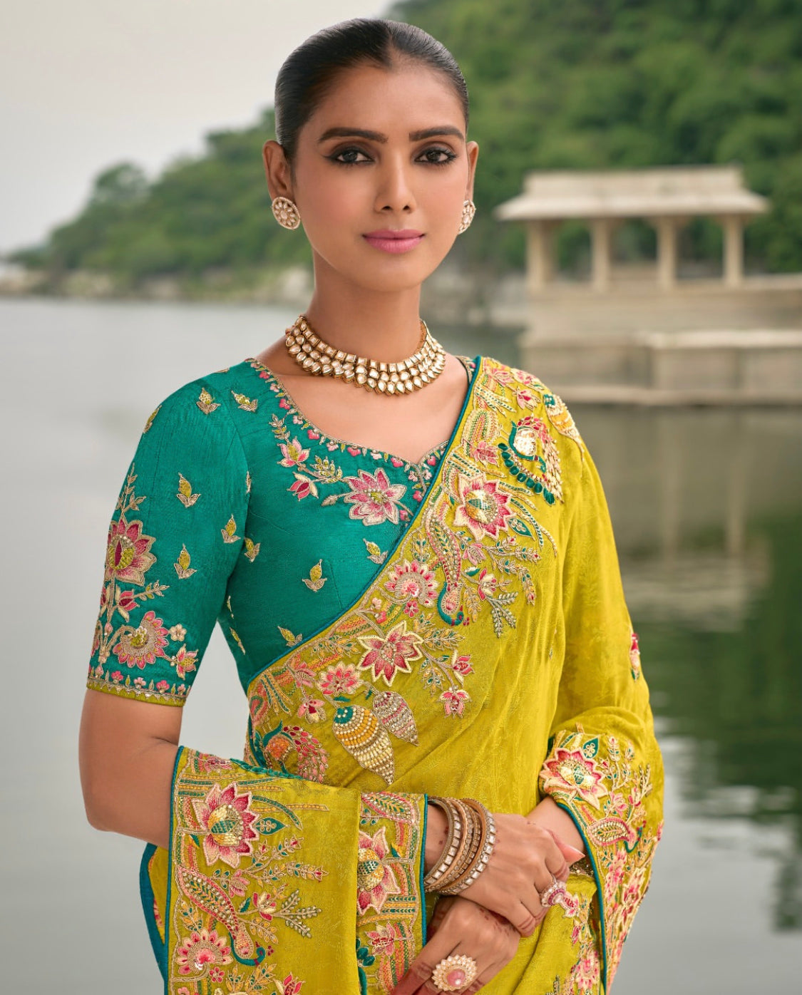 Matrut | Crown Weaves Lime Green Saree