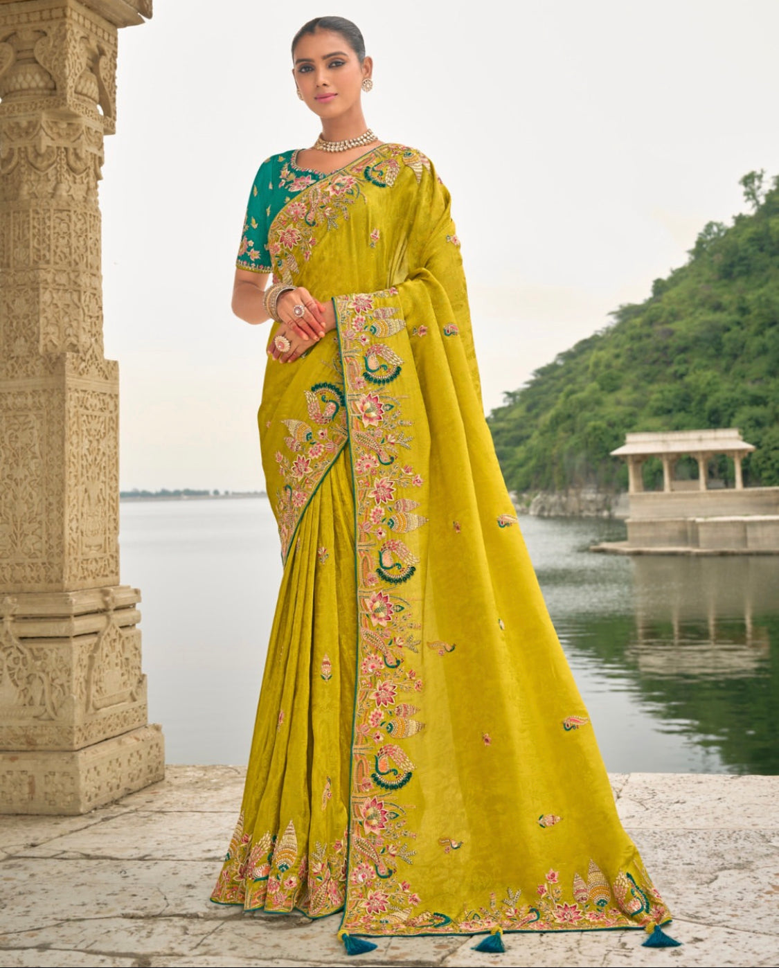 Matrut | Crown Weaves Lime Green Saree