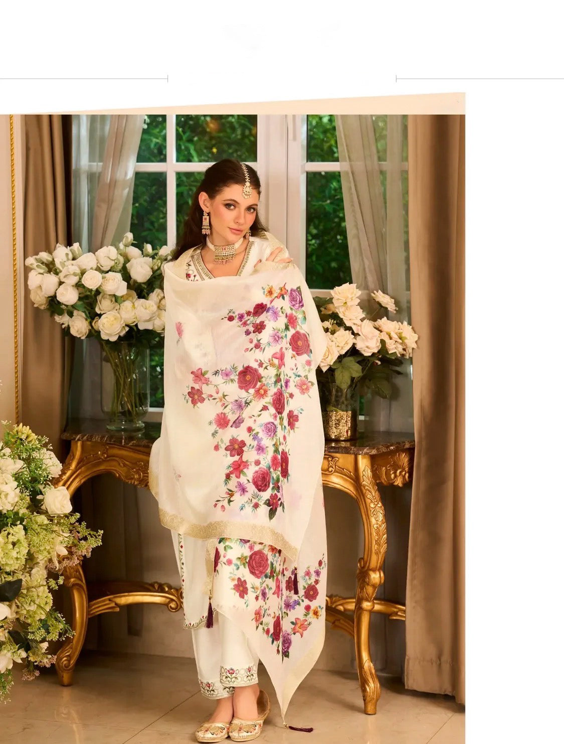 Phulkari White Straight Suit