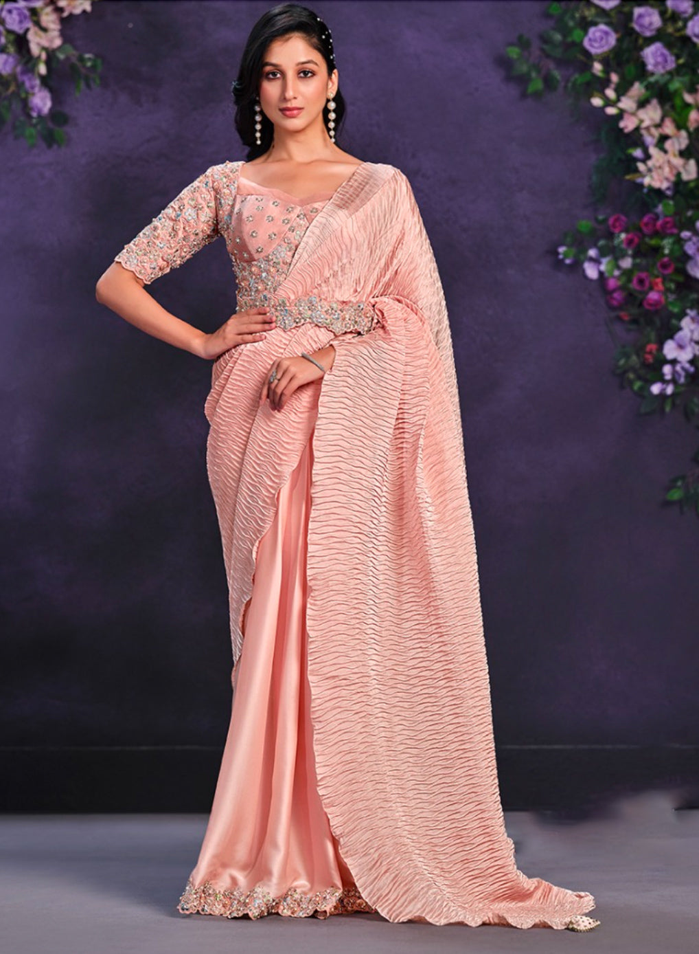 Matrut | 1 min Saree Peach Riona