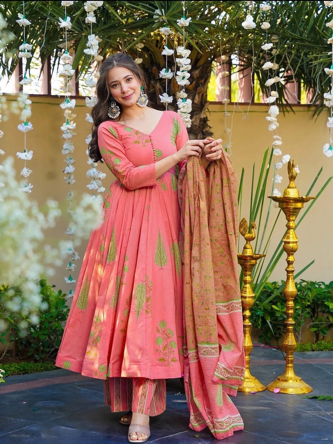 Sukoon Peach Anarkali Suit