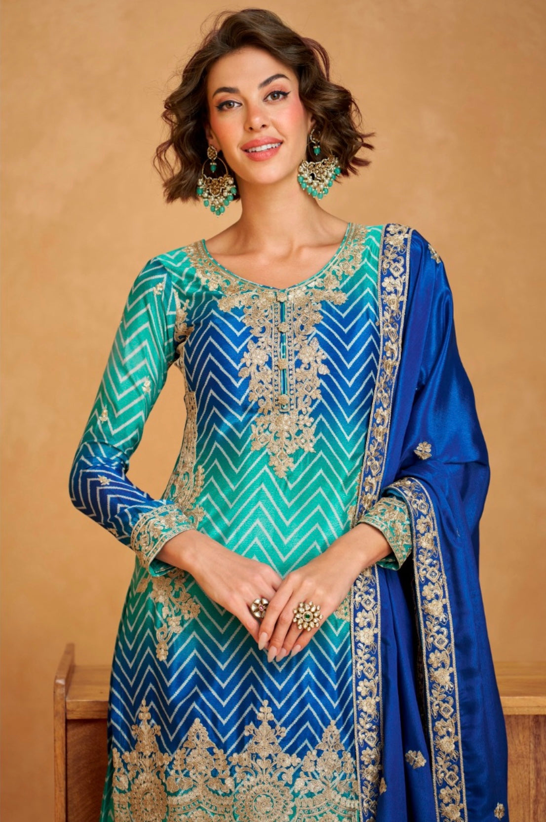 Matrut | Prismatic Elegance Blue Sharara Suit