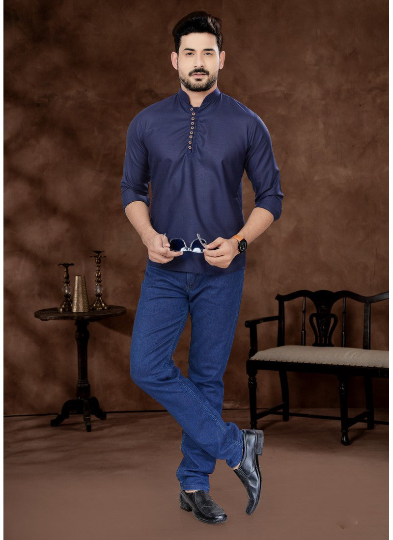Horizon Navy Blue Short Kurta