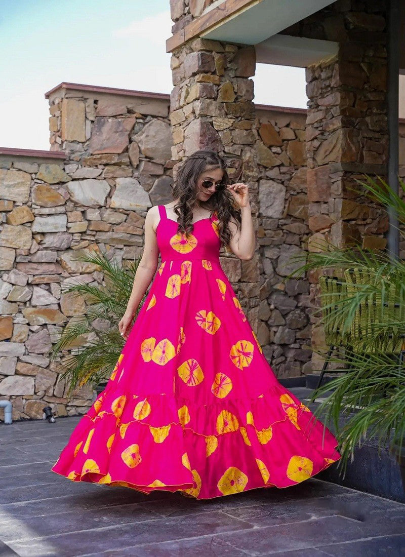 Matrut | Lemon Bloom Hot Pink A-line Dress