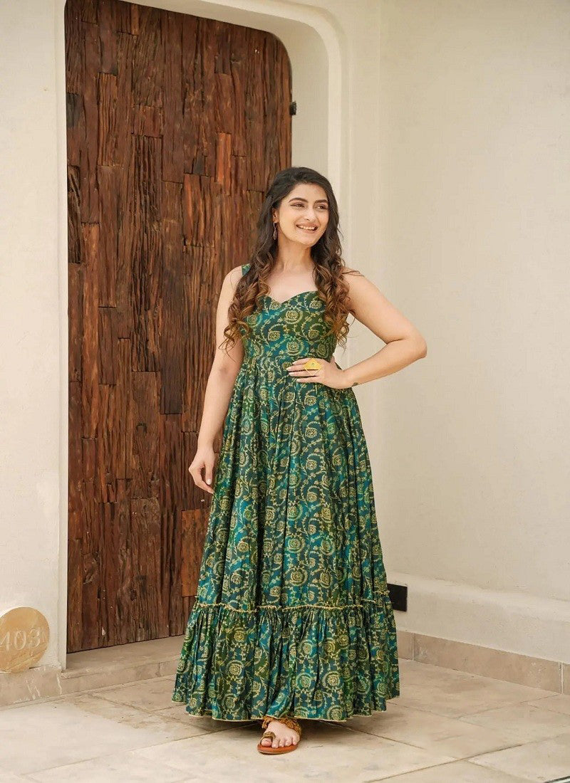 Matrut | Lemon Bloom Green A-line Dress