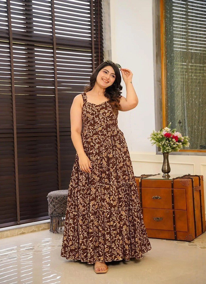 Matrut | Lemon Bloom Brown A-line Dress
