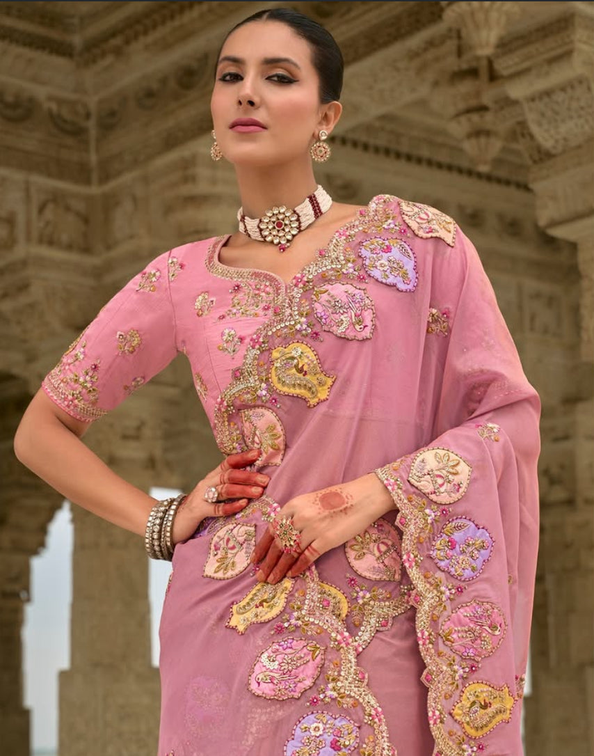 Matrut | Crown Weaves Pink Saree