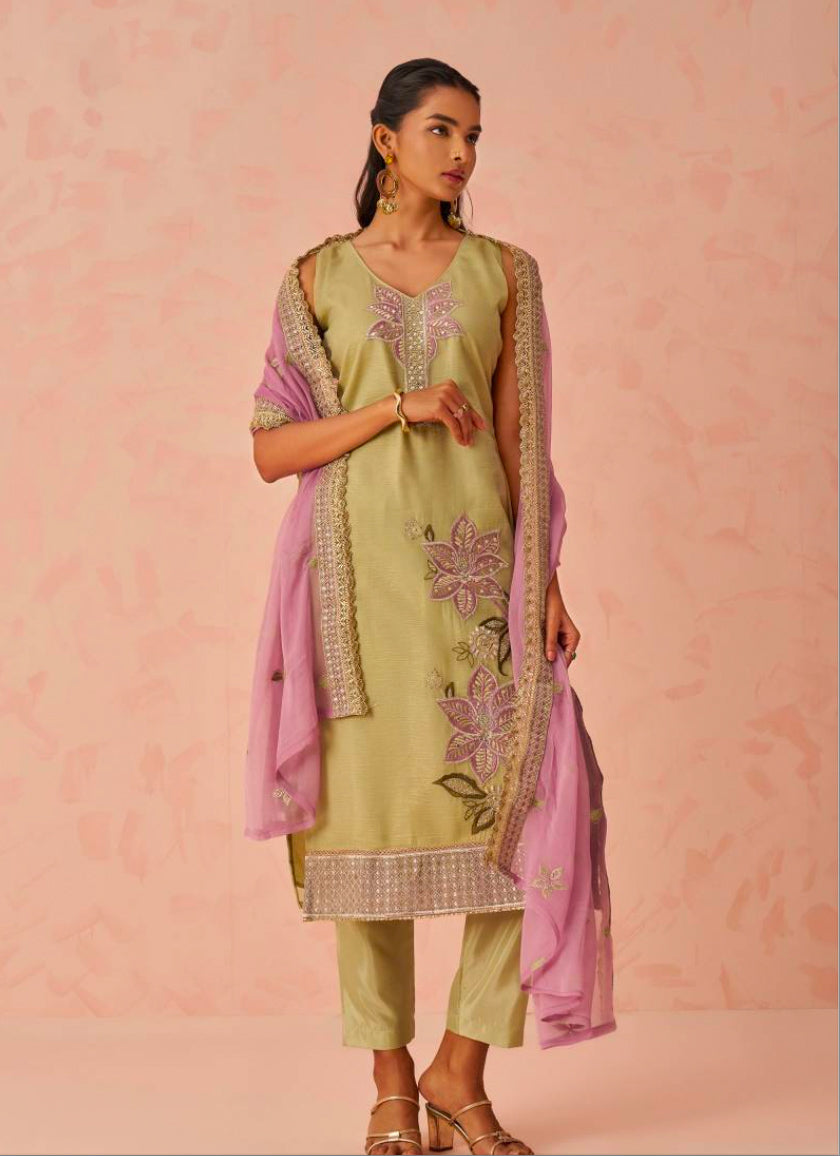 Matrut | Raag Pista Green Straight Suit