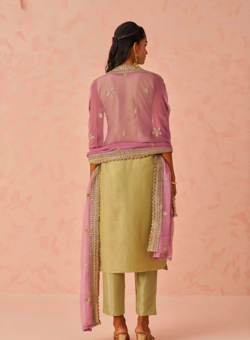 Matrut | Raag Pista Green Straight Suit