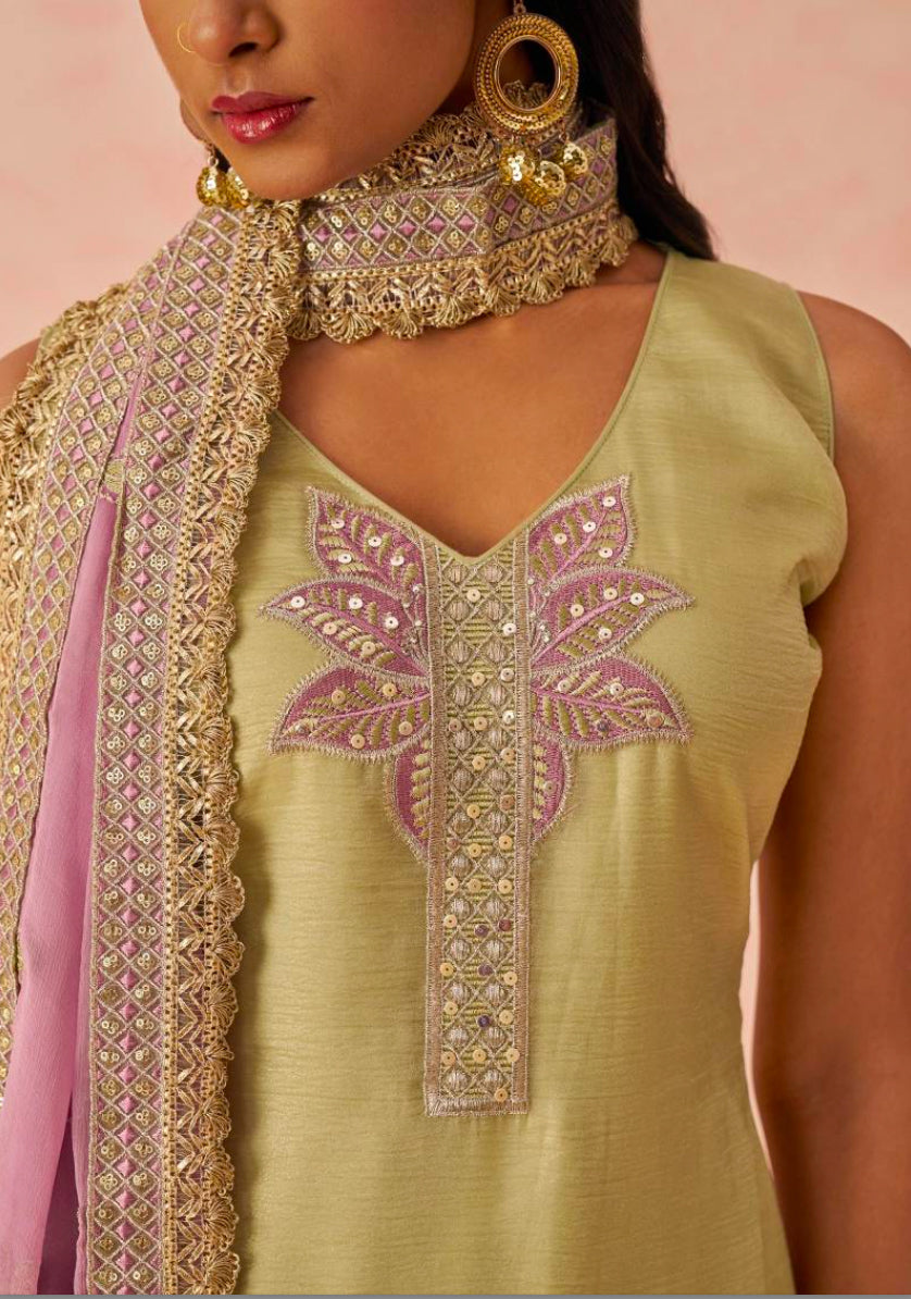 Matrut | Raag Pista Green Straight Suit
