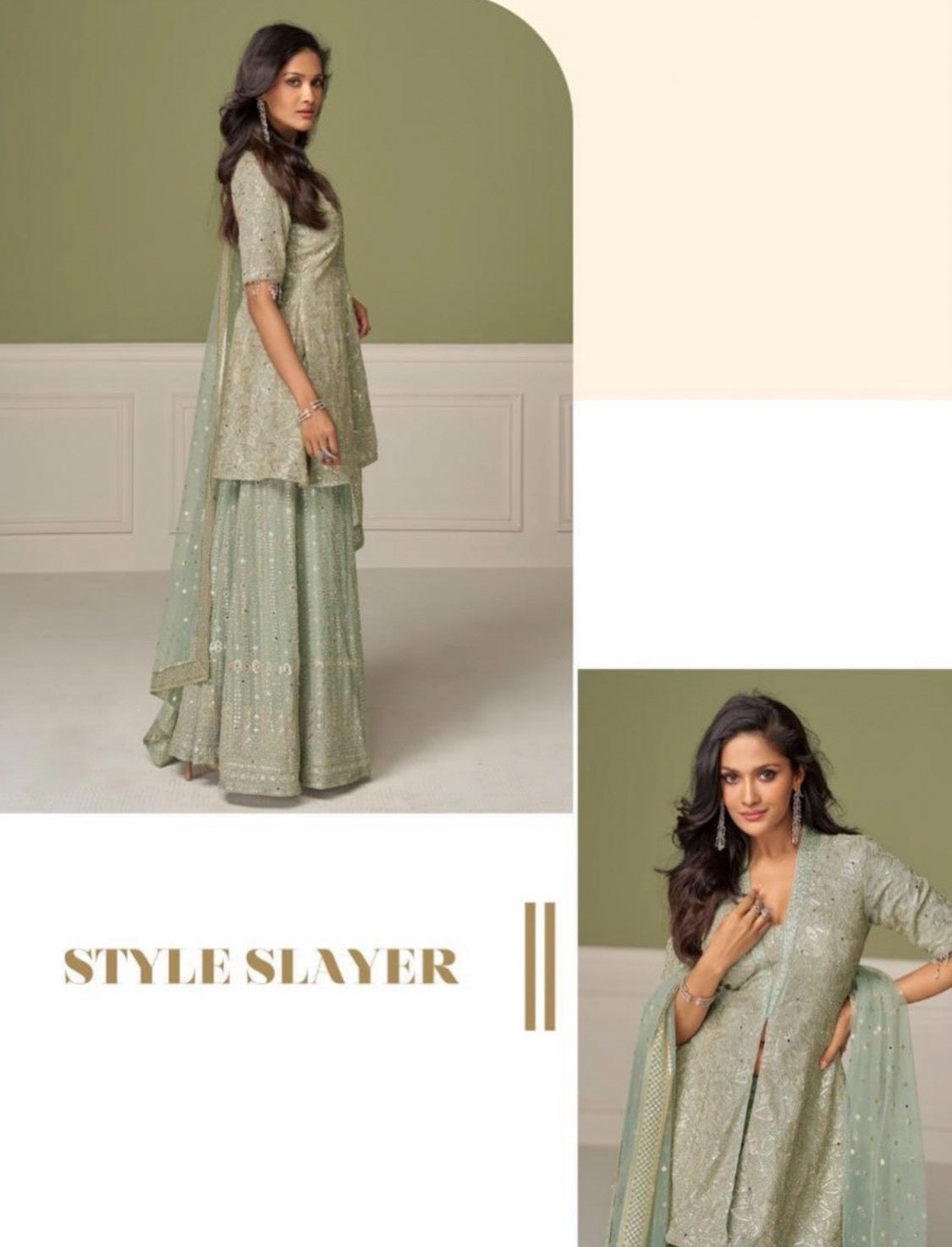 Aashvi Mint Green Sharara Suit
