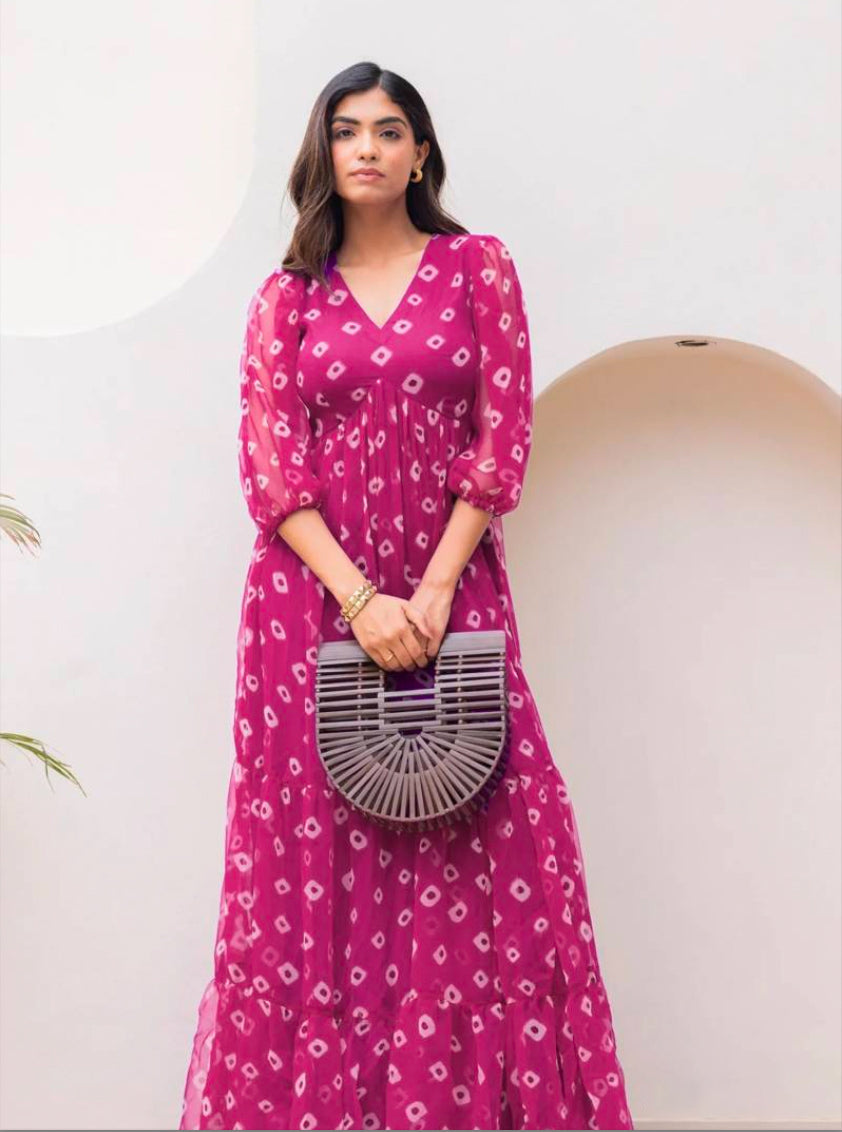 Hava-Khori Vol 2 Magenta Maxi Dress