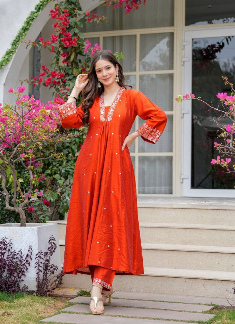 Matrut | Gulika Orange A-line Suit