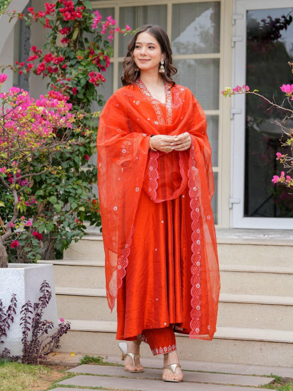 Matrut | Gulika Orange A-line Suit