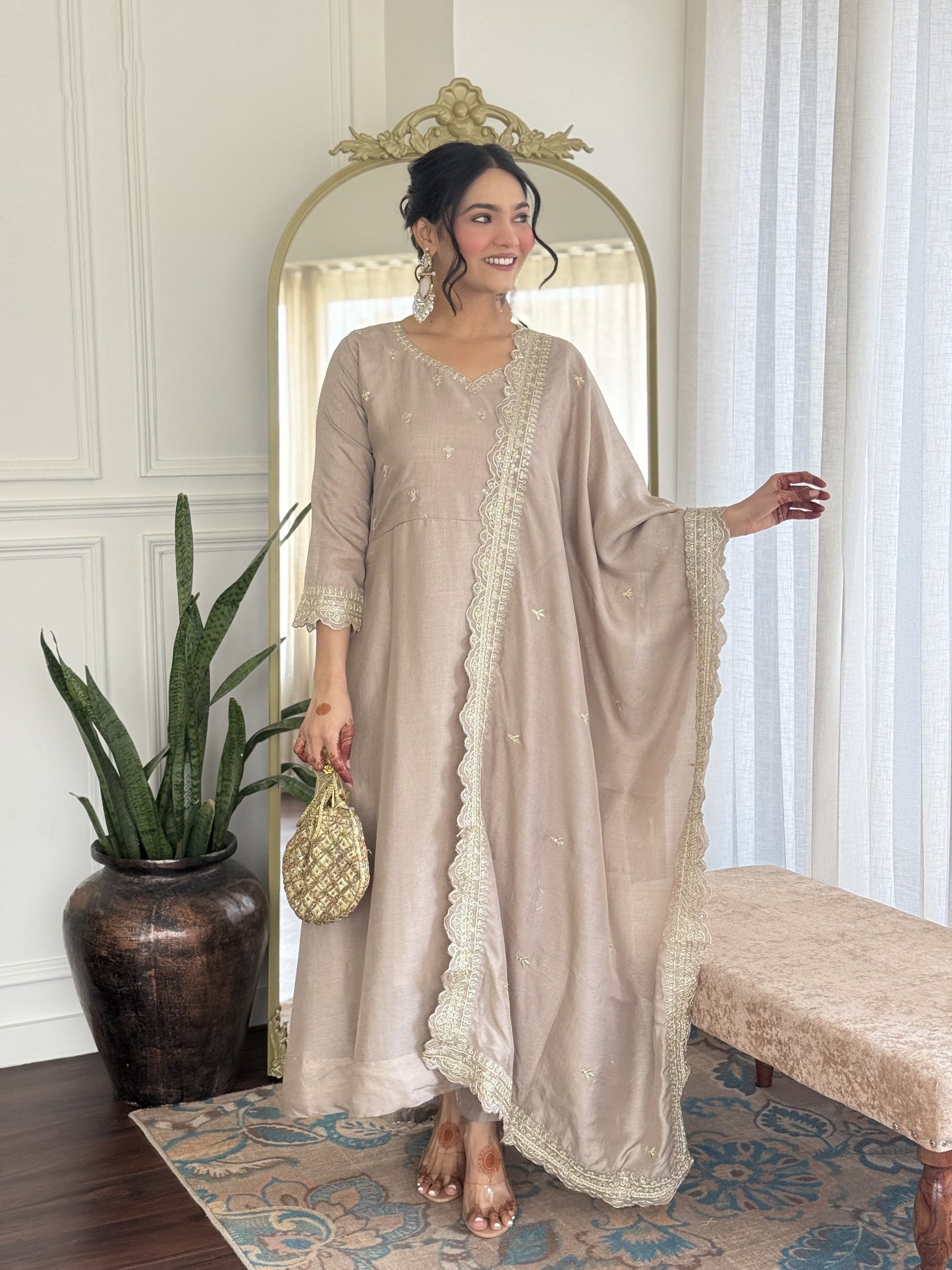 Matrut | Sugandh Taupe A-line Suit
