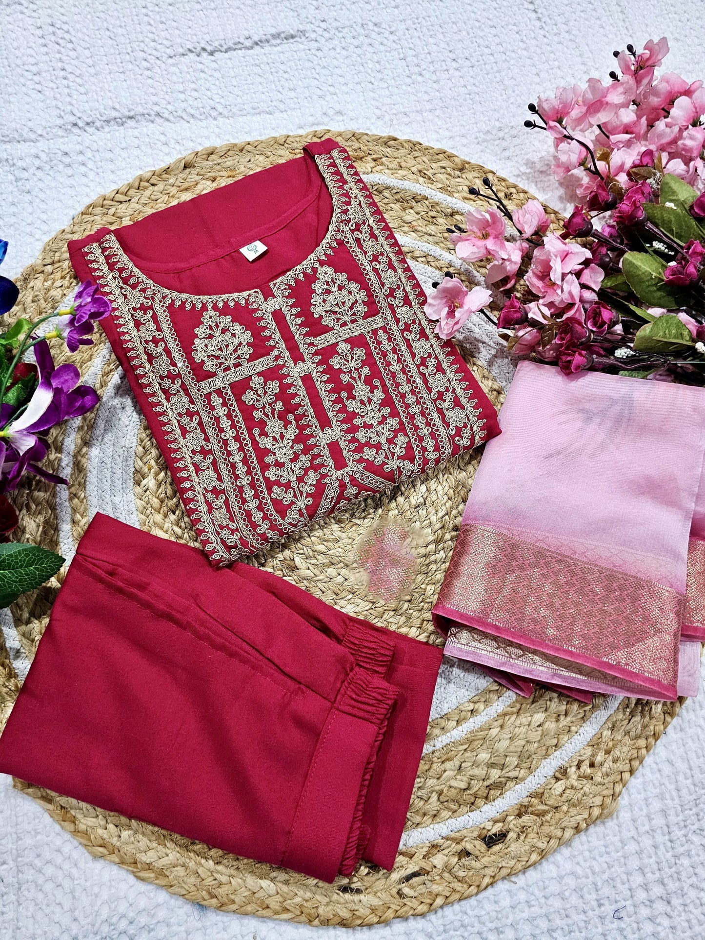 Matrut | Sugandh Red Straight Suit