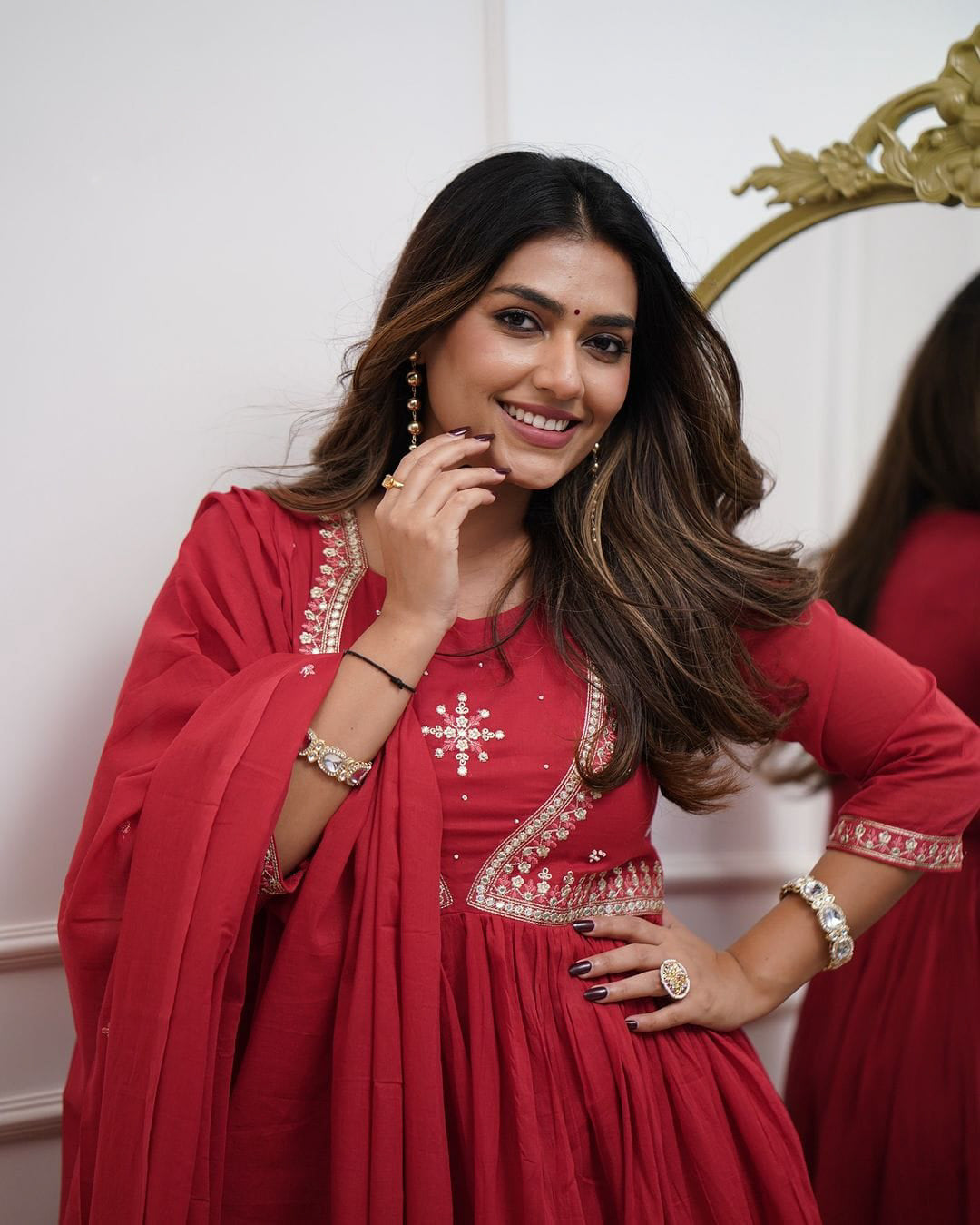 Matrut | Sugandh Red Anarkali Suit